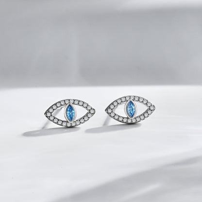 [baslovejewels]Blue Devil Eyes Hollow Stud Earrings