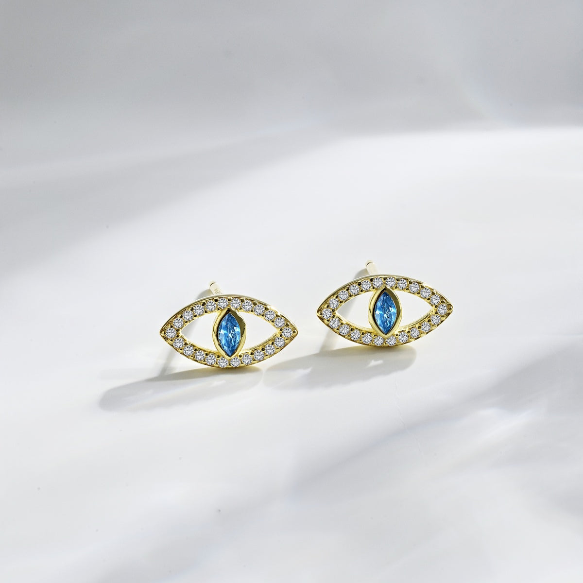 [baslovejewels]Blue Devil Eyes Hollow Stud Earrings