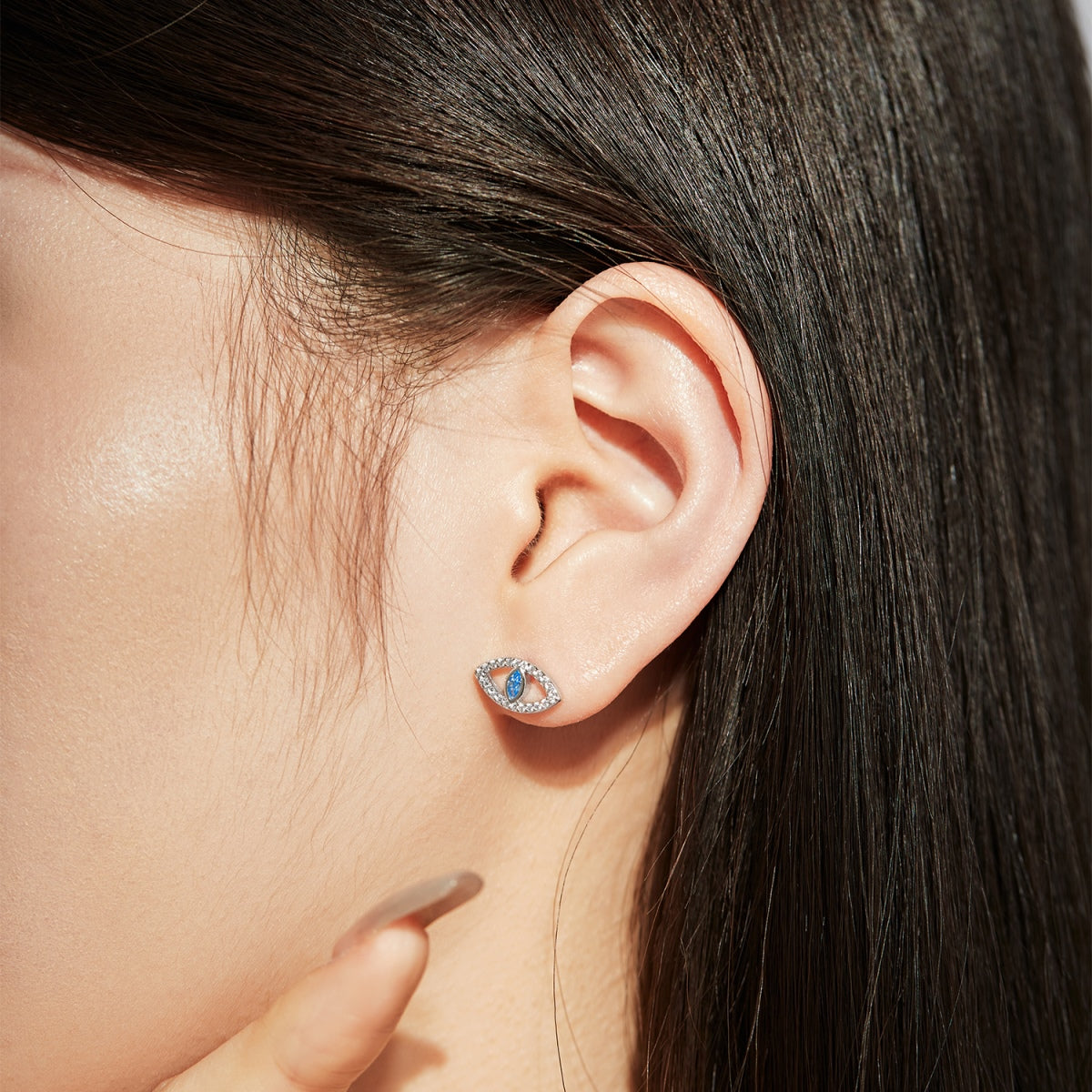 [baslovejewels]Blue Devil Eyes Hollow Stud Earrings