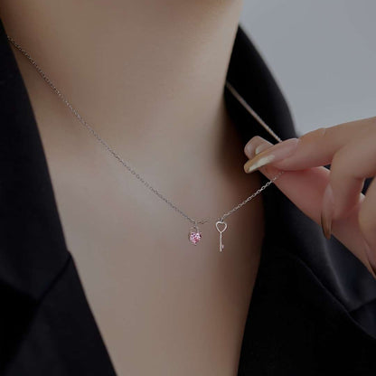 [baslovejewels]Unique Heart Shape Key Pendent Necklace