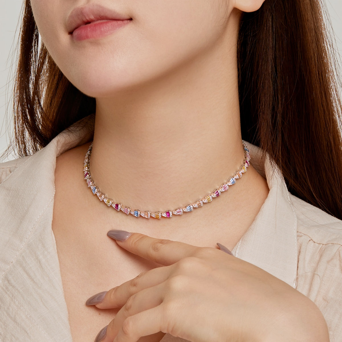 [baslovejewels]Radiant Colorful Rainbow Necklace