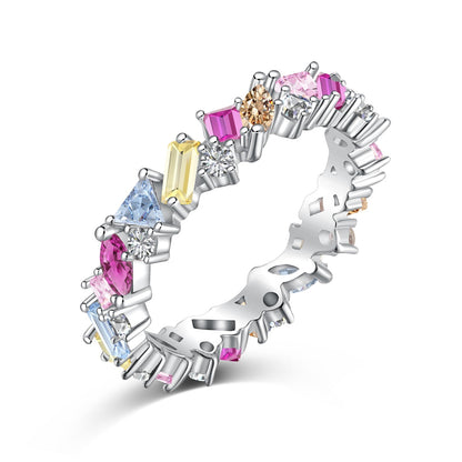 [baslovejewels]Dazzling Polychromatic Multi cut Daily Ring