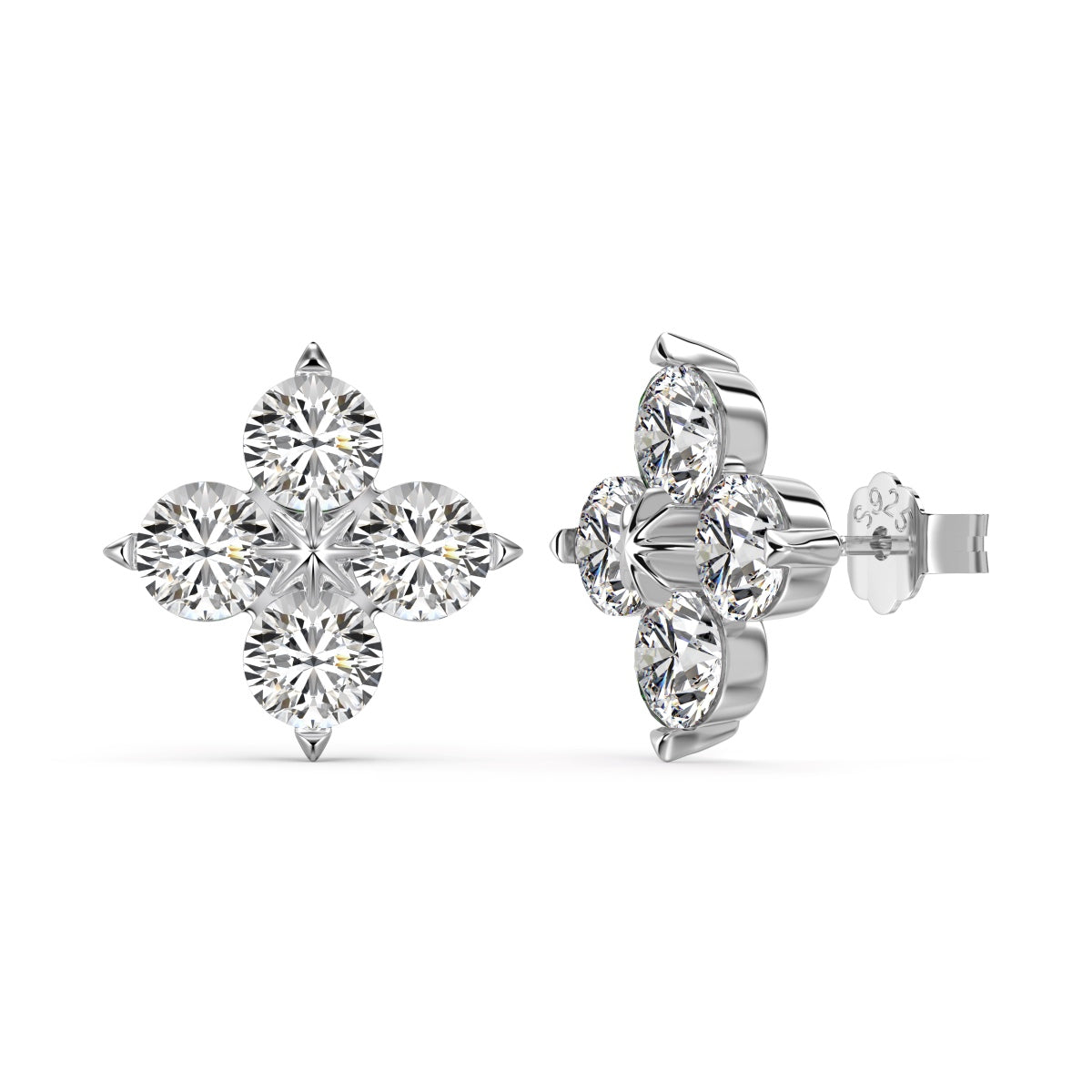[baslovejewels]Four-Leaf Clover Eight-Pointed Star Earrings