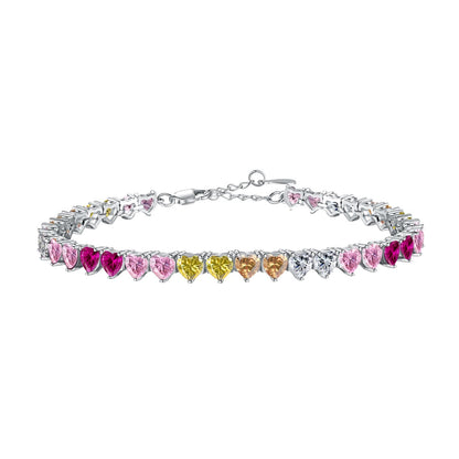 [baslovejewels]Luxurious Colorful Romantic Heart Shape Lover Bracelet