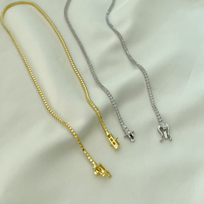 [baslovejewels]Delicate Round Shape Tennis Necklace