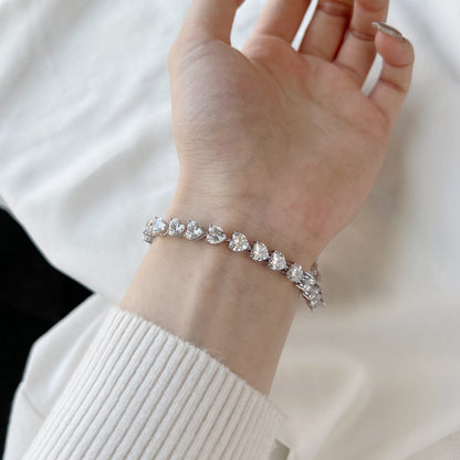 [baslovejewels]0.75 Carat Elegant Romantic Heart Shape Lover Bracelet