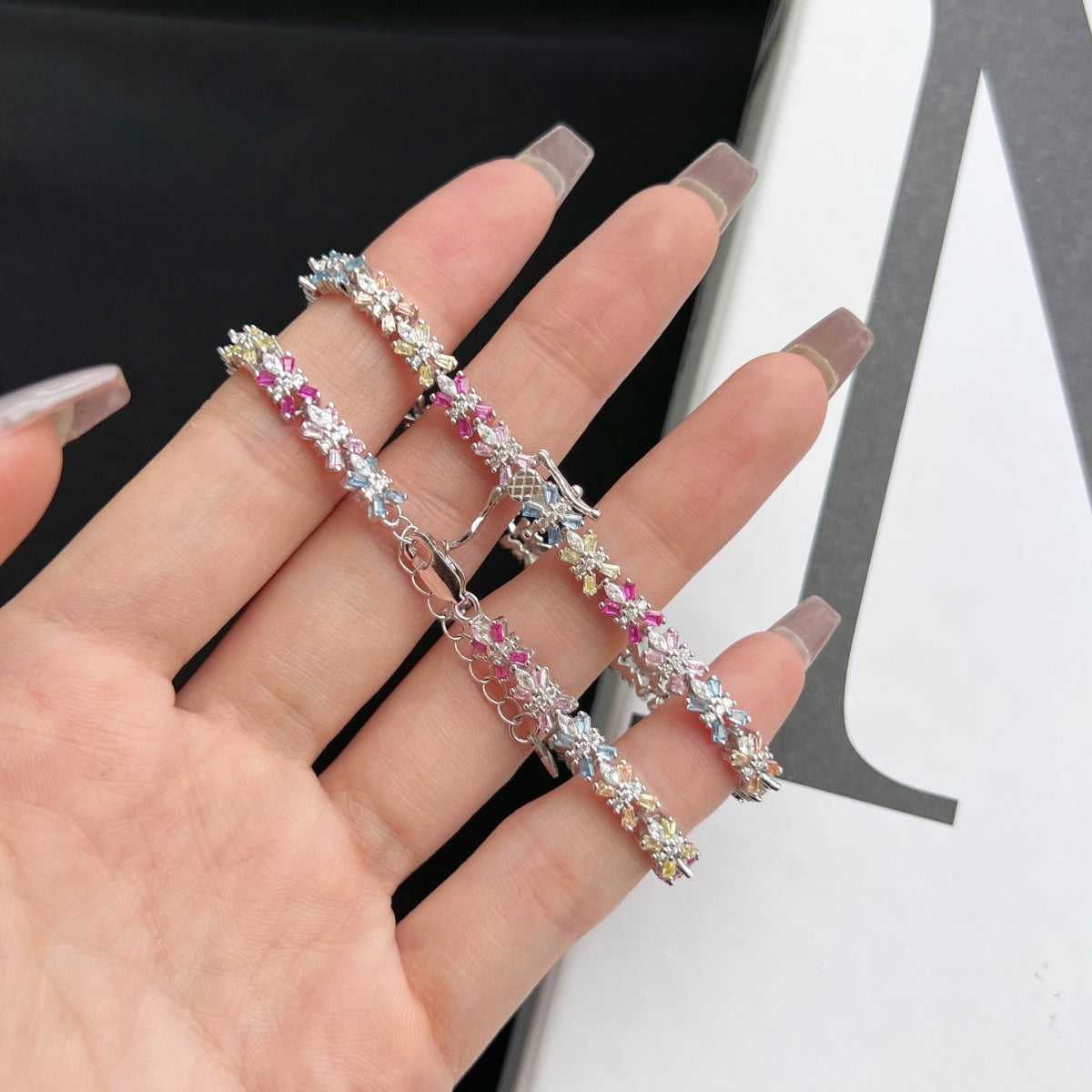 [baslovejewels]Radiant Colorful Emerald Cut Party Bracelet
