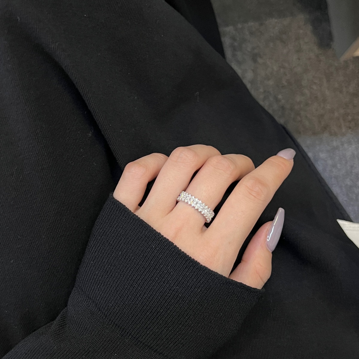 [baslovejewels]Splashy Ornate Emerald Cut Cocktail Ring