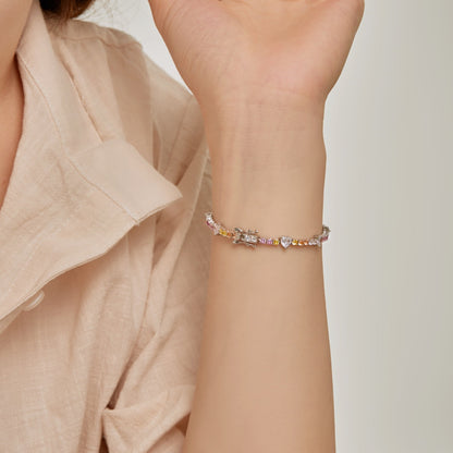 [baslovejewels]Romantic Heart Shape Round Cut Lover Bracelet