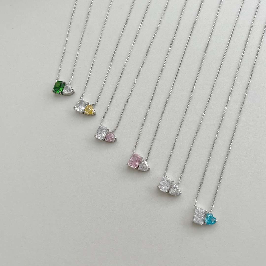 [baslovejewels]Dazzling Square & Heart Shape Necklace