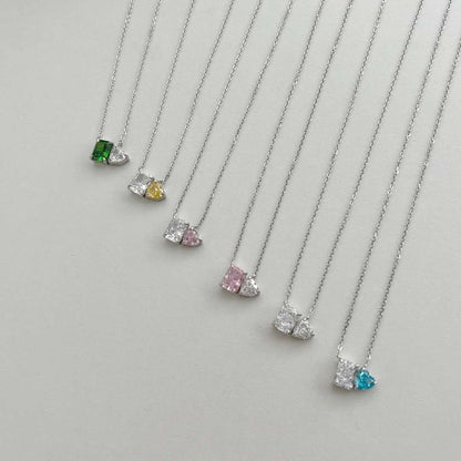[baslovejewels]Dazzling Square & Heart Shape Necklace
