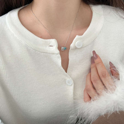 [baslovejewels]Dazzling Square & Heart Shape Necklace
