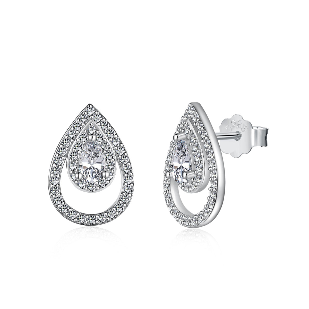 [baslovejewels]Sparkling Delicate Water Drop Shape Daily Earrings