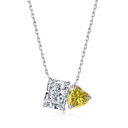[baslovejewels]Dazzling Square & Heart Shape Necklace