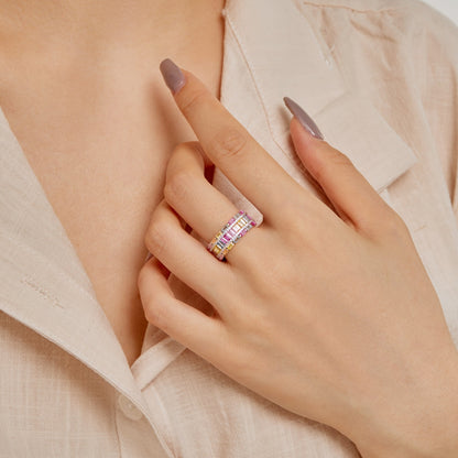 [baslovejewels]Dazzling Colorful Radiant Cut Party Ring