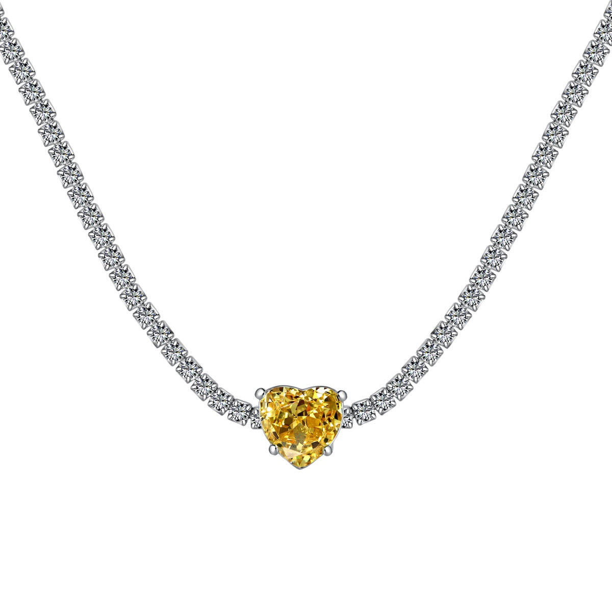 [baslovejewels]2.0 Carat Sparkling Tennis Heart Cut Necklace