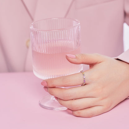 [baslovejewels]Sparkling Colorful Round Cut Tennis Ring