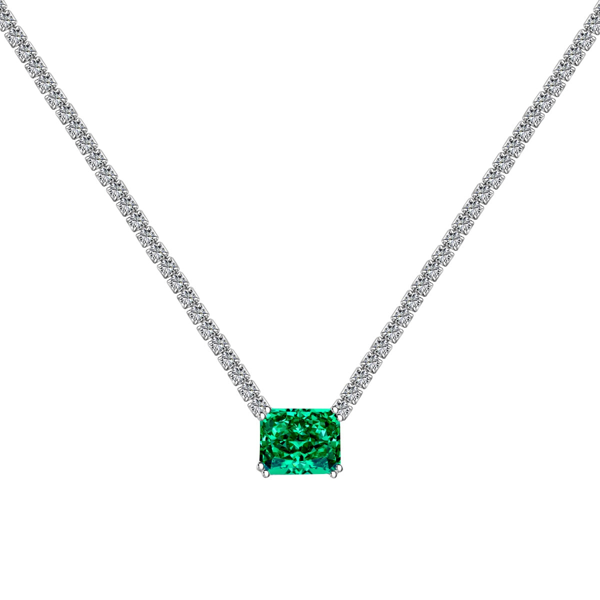 [baslovejewels]4.0 Carat Elegant Radiant Cut Necklace