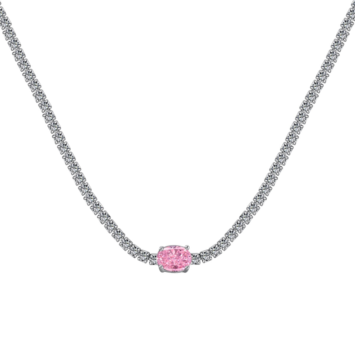 [baslovejewels]1.0 Carat Shining Oval Cut Necklace
