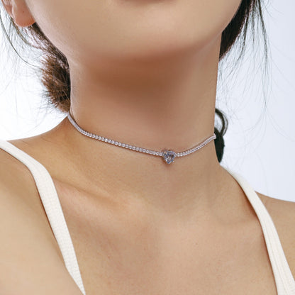 [baslovejewels]2.0 Carat Sparkling Tennis Heart Cut Necklace