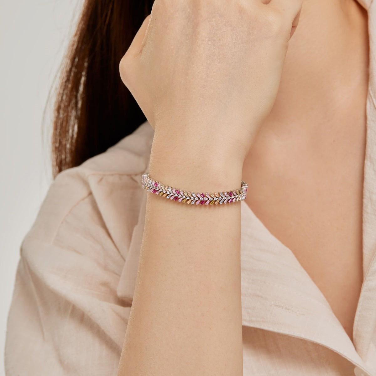 [baslovejewels]Dainty Radiant Emerald Cut Daily Bracelet