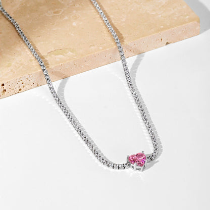 [baslovejewels]2.0 Carat Sparkling Tennis Heart Cut Necklace