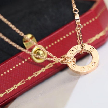 [baslovejewels]LOVE NECKLACE ADJUSTABLE ROSE GOLD 2 DIAMOND