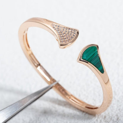 [baslovejewels]DREAM BRACELET OPEN MALACHITE PINK GOLD