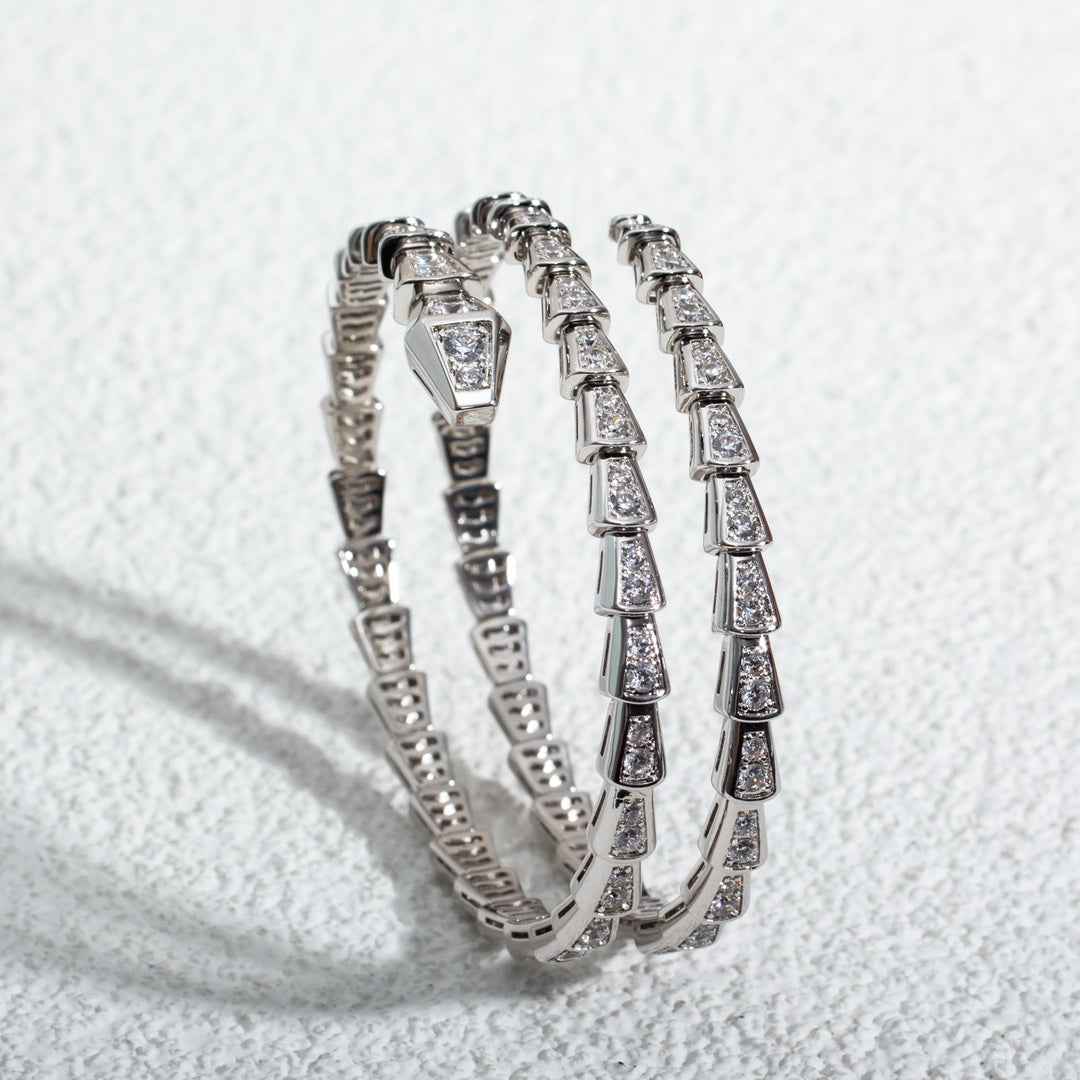 [baslovejewels]SERPENTI BRACELET SILVER DIAMOND DOUBLE ROW