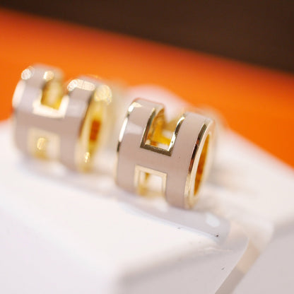 [baslovejewels]MINI POP H GOLD EARRINGS GREY