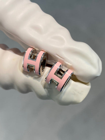 [baslovejewels]MINI POP H SILVER EARRINGS PINK