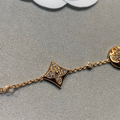 [baslovejewels]STAR AND SUN 4 MOTIFS GOLD DIAMONDS BRACELET