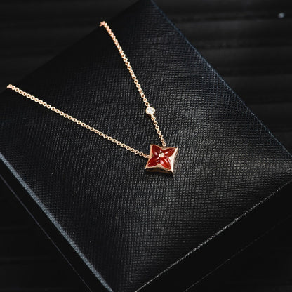 [baslovejewels]STAR NECKLACE PINK GOLD 1 DIAMOND