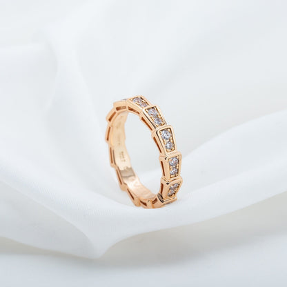 [baslovejewels]SERPENTI RING PINK GOLD DIAMOND PAVED 3MM