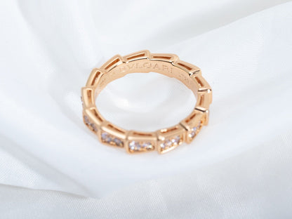 [baslovejewels]SERPENTI RING PINK GOLD DIAMOND PAVED 3MM
