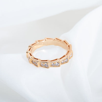 [baslovejewels]SERPENTI RING PINK GOLD DIAMOND PAVED 3MM