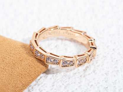 [baslovejewels]SERPENTI RING PINK GOLD DIAMOND PAVED 3MM