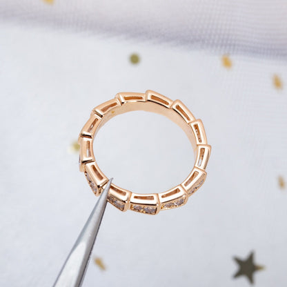 [baslovejewels]SERPENTI RING PINK GOLD DIAMOND PAVED 3MM