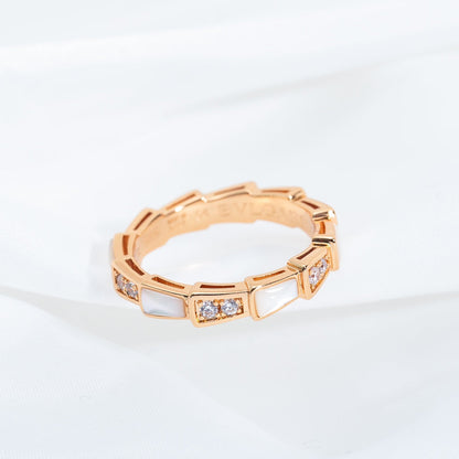 [baslovejewels]SERPENTI RING PINK GOLD DIAMOND MOP 3MM