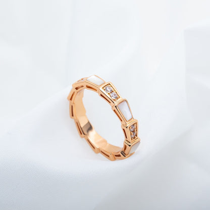 [baslovejewels]SERPENTI RING PINK GOLD DIAMOND MOP 3MM