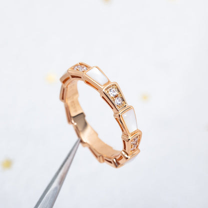[baslovejewels]SERPENTI RING PINK GOLD DIAMOND MOP 3MM