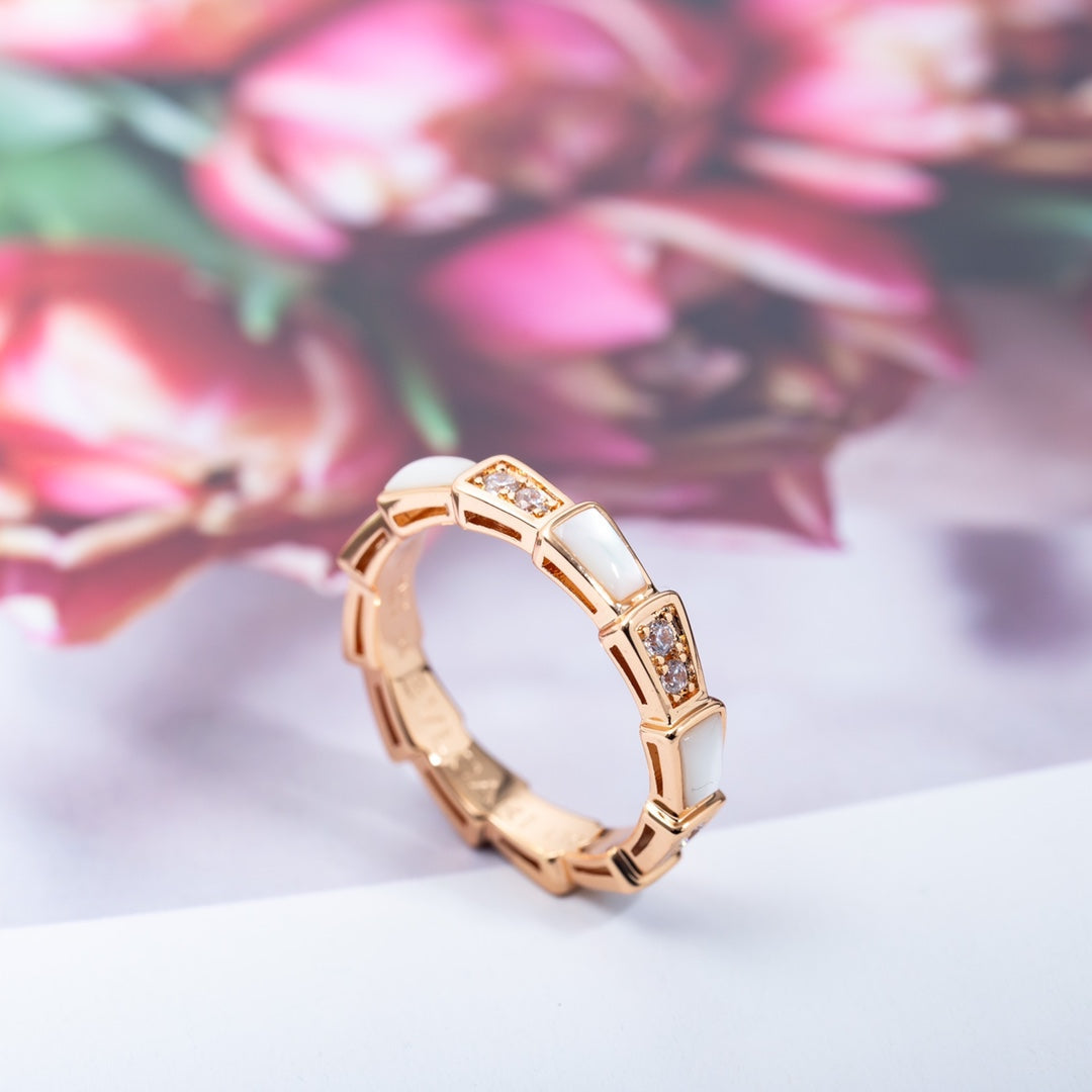 [baslovejewels]SERPENTI RING PINK GOLD DIAMOND MOP 3MM