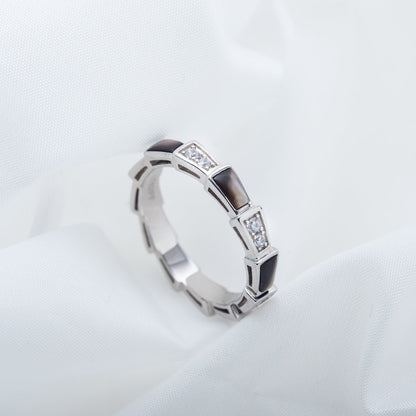[baslovejewels]SERPENTI RING SILVER  DIAMOND BLACK MOP 3MM