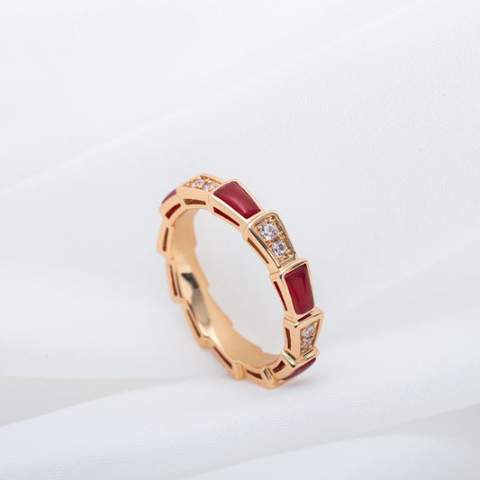 [baslovejewels]SERPENTI RING PINK GOLD CARNELIAN DIAMOND 3MM