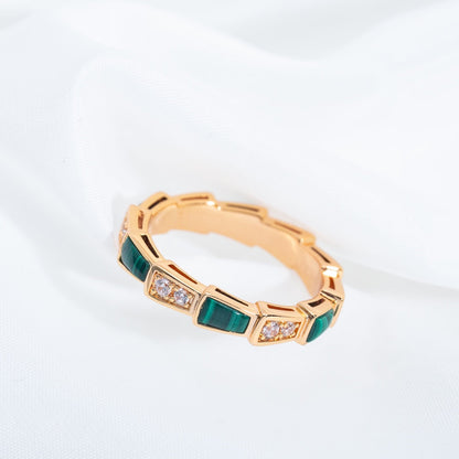[baslovejewels]SERPENTI RING PINK GOLD MALACHITE DIAMOND 3MM