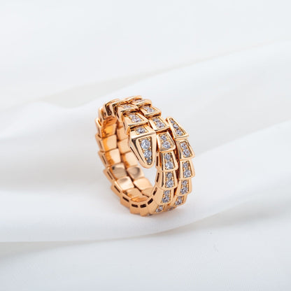 [baslovejewels]SERPENTI RING PINK GOLD DIAMOND DOUBLE ROW