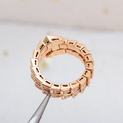 [baslovejewels]SERPENTI RING PINK GOLD DIAMOND DOUBLE ROW