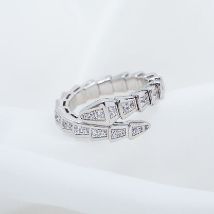 [baslovejewels]SERPENTI RING SILVER DIAMOND PAVED 4MM