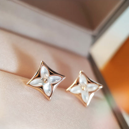 [baslovejewels]STAR MOP PINK GOLD EARRINGS