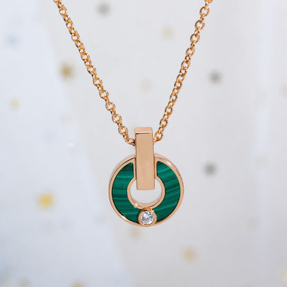 [baslovejewels]GARI NECKLACE PINK GOLD MALACHITE